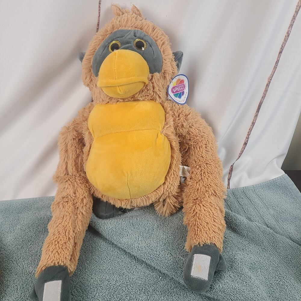 NANCO Brown Plush Stuffed Orangutan Furry Hanging Monkey New with Tag Cuddle Toy